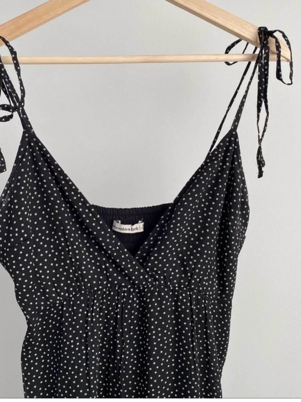 Abercrombie & Fitch Love Struck Maxi Tiered Dress Black White Polka Dot Medium M